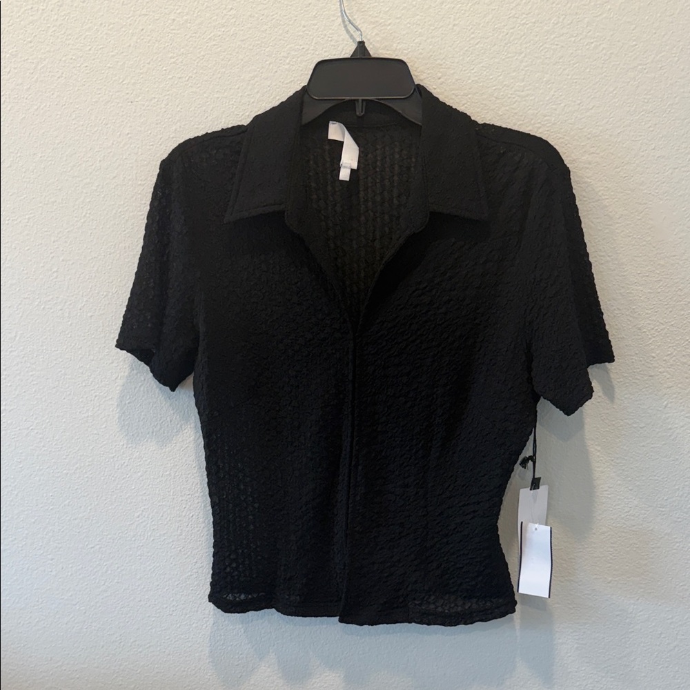 Astr Black Textured Button Down Shirt